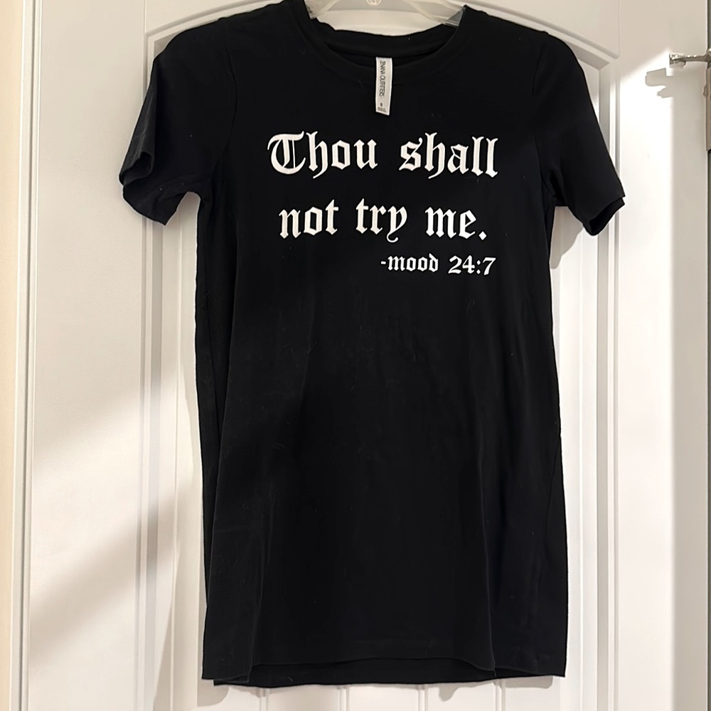 Black Zenana outfitters S t shirt thou shall not try me mood tee, so soft NWOT